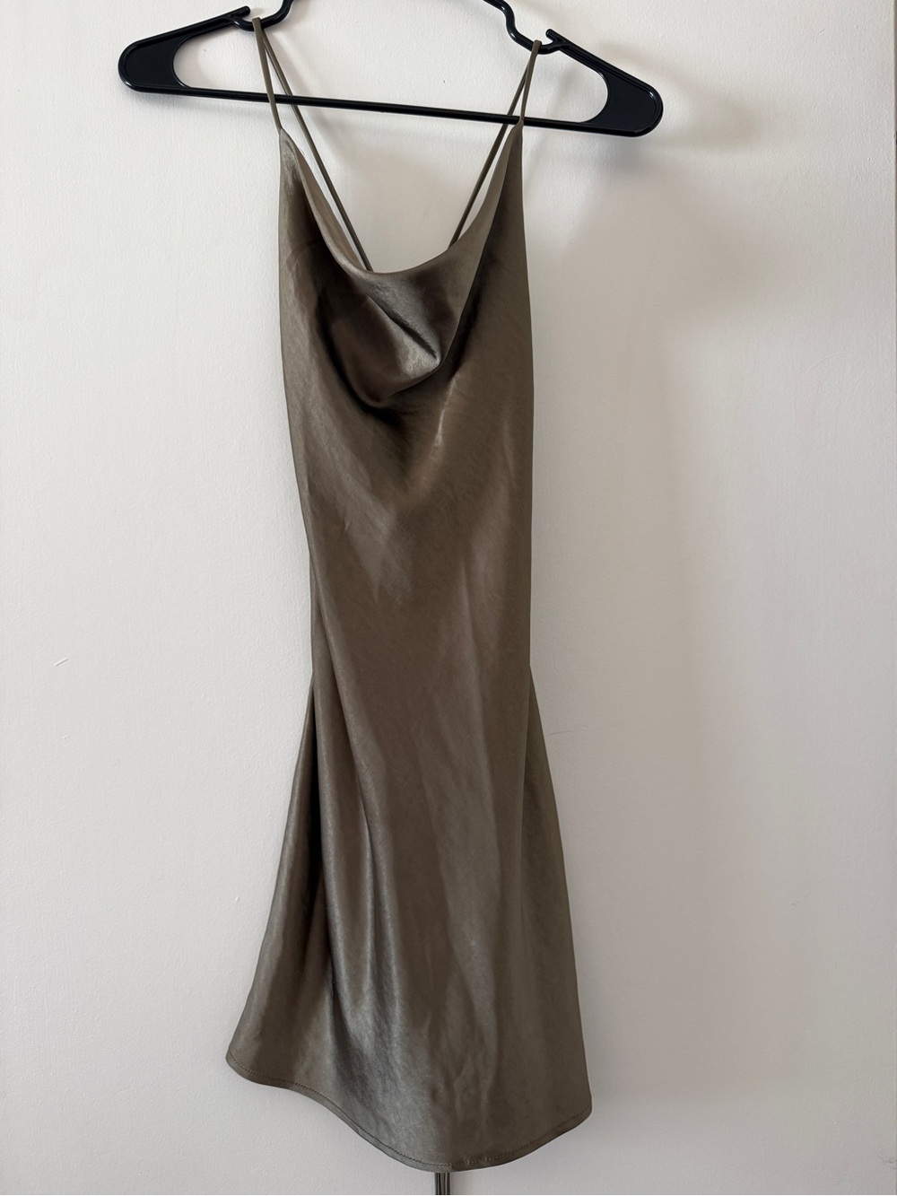 White Fox Boutique Olive Cowl Neck Slip Mini Dress